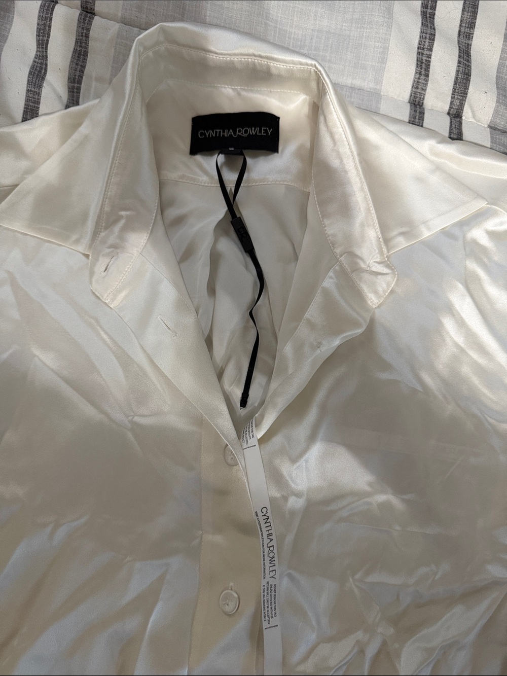 Cynthia Rowley Satin Ivory Dress Shirt